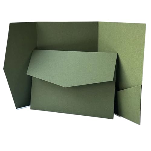 TGDGFKIAS Hochzeits-Einladungen, DIY Custom Blank Pocketfold Hochzeitseinladungen mit Umschlägen Multicolor Packung mit 20–25 Stück(Green,25pcs) von TGDGFKIAS