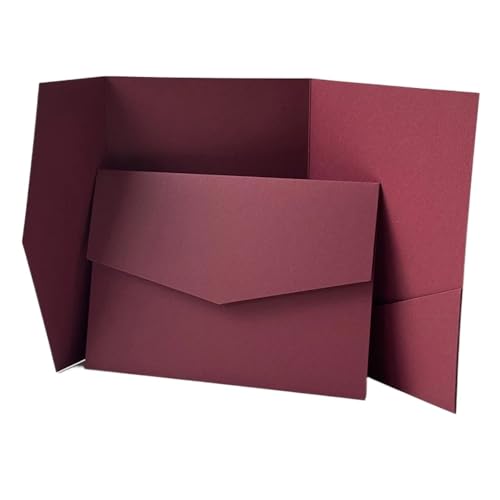 TGDGFKIAS Hochzeits-Einladungen, DIY Custom Blank Pocketfold Hochzeitseinladungen mit Umschlägen Multicolor Packung mit 20–25 Stück(Rosso,25pcs) von TGDGFKIAS