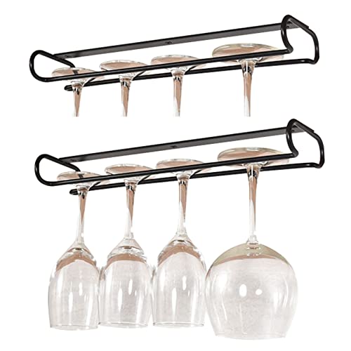 TGDGFKIAS Wandgetränke aufgehängt, 2 Stück Edelstahl Unterschrank Hängende Weingläserhalter Multicolor(Black) von TGDGFKIAS