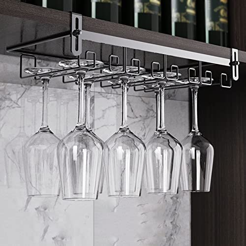 TGDGFKIAS Wandgetränke aufgehängt, Weinglasregal for unter den Schrank, ohne Bohren, mehrfarbig, mehrere Größen(Black,4 Row) von TGDGFKIAS