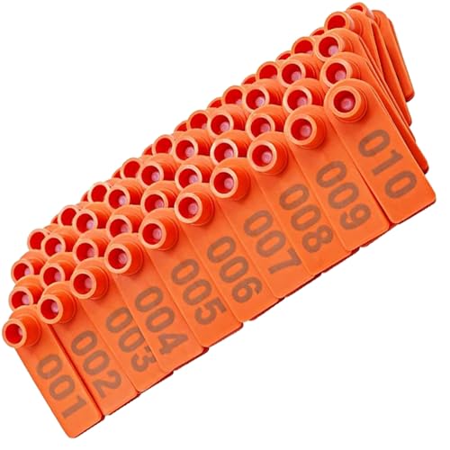 Tierkarten, 100 Stück Vieh Ohrmarken Multicolor 3 cm Durchmesser for Rinder Schafe Schweine(Oranje,101-200) von TGDGFKIAS
