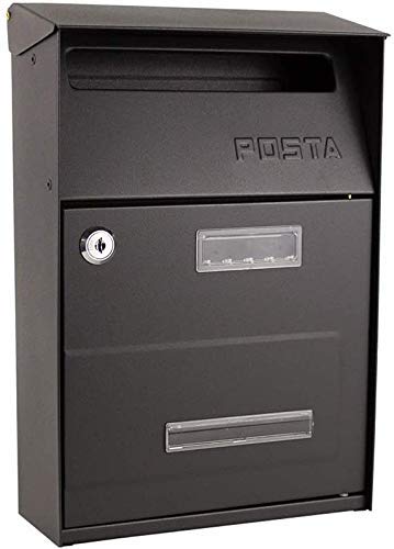 Wandpostfach, Aluminium-Wandbriefkasten mit Schloss for den Außenbereich, 21 x 9 x 32,5 cm von TGDGFKIAS