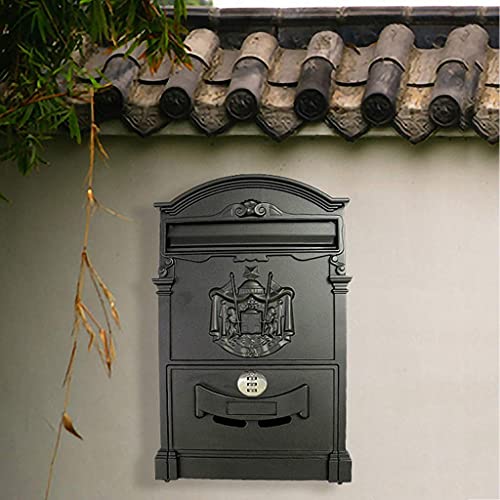 Wandpostfach, An der Wand befestigter Aluminiumbriefkasten mit Zahlenschloss, 260 x 90 x 410 mm von TGDGFKIAS