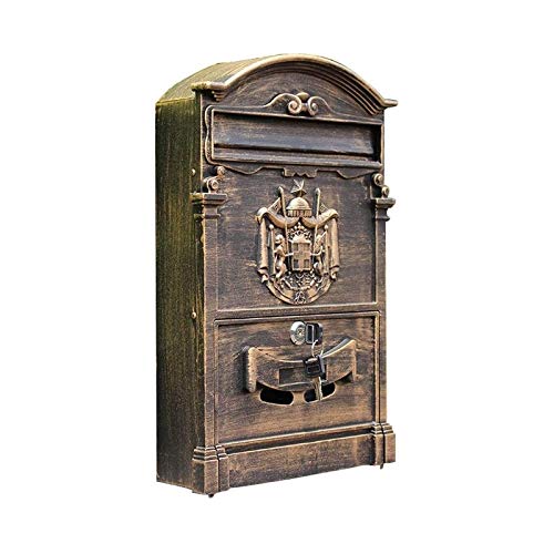 Wandpostfach, Briefkasten aus Aluminium zur Wandmontage mit Schloss und Schlüssel, 260 x 410 x 65 mm von TGDGFKIAS