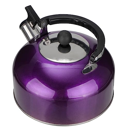 Wasser auf dem Dach, 2L Edelstahl-Teekessel, Herdplatte, flache Teekanne, Heißwasserkessel mit ergonomischem Griff for Kaffee und Tee(Purple) von TGDGFKIAS