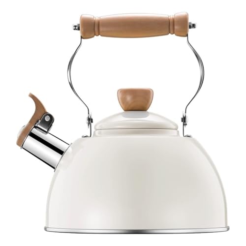 Wasser auf dem Dach, Teekessel aus Edelstahl for den Herd, hochwertige Teekanne for Kaffee, Milch usw., for Gas geeignet/Milch(Tea White) von TGDGFKIAS