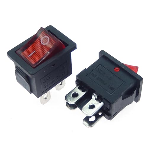 wasserdichte Armschalter, 1pc KCD1 Micro Boot Auto Wippschalter Ein-Aus-Ein 6A 250V AC Mit LED-Licht Multicolor(Rosso) von TGDGFKIAS