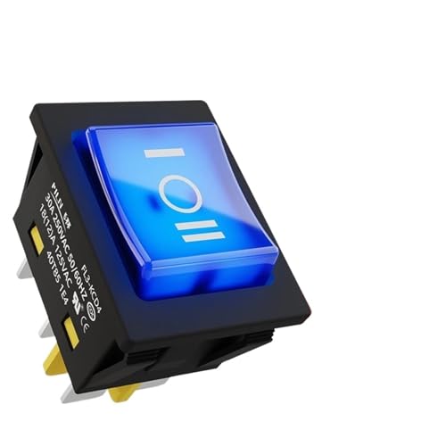 wasserdichte Armschalter, DPST 4-poliger 30A/250V IP67 wasserdichter T85-Wippschalter, mehrfarbige LED, mehrere Spannungen, 30 x 22 mm(Three Blue,110V) von TGDGFKIAS