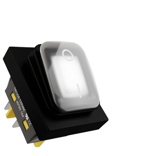 wasserdichte Armschalter, DPST 4-poliger 30A/250V IP67 wasserdichter T85-Wippschalter, mehrfarbige LED, mehrere Spannungen, 30 x 22 mm(Waterproof two white,24V) von TGDGFKIAS