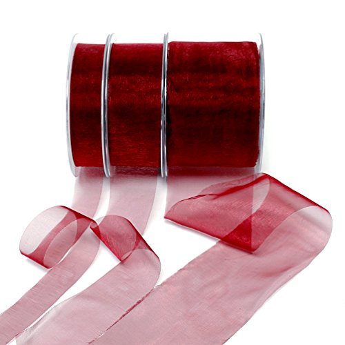 Organza Band bordeaux 45,7 Meter=50 yard/Tischband !!! (40mm breit) von TGG