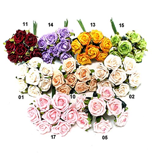 TGG Röschen Bund, Foam- Schaum- Rosen, 4,5cm/ Bund = 7 Blüten/div. Farben (10 Peach) von TGG