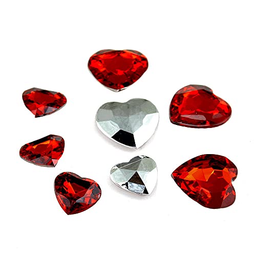 TGG 30 St. Herz 2 Größen 10/20"Acryldiamant, 2,7 u. 2,0cm rot/Silber, Streuherzen !!! von TGG