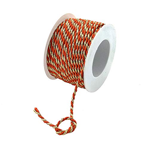 Kordel Ø 4mm/ 25 Meter, 2-farbig mit Gold, ohne Draht, Profispule !!! (236 orange/Gold) von TGG