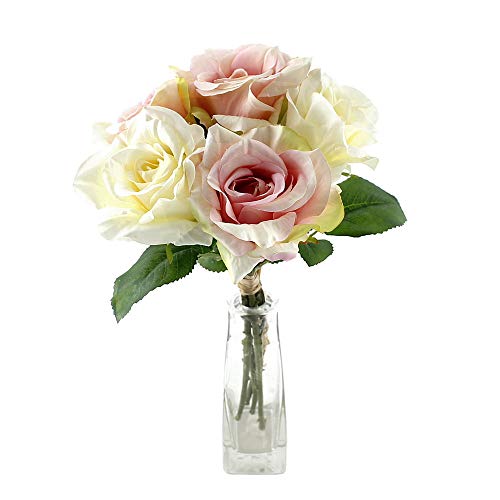 TGG Rosenbund x5 Seide, einzelne Rosen, D 8cm, L 30cm/ 11 Creme/rosa !!! von TGG