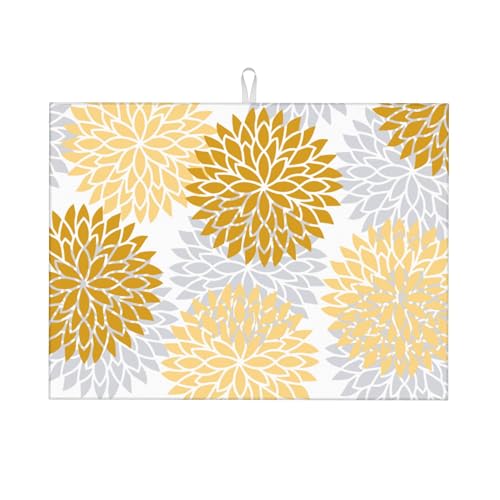 Abtropfmatte für Küchentheke, 45,7 x 61 cm, Mikrofaser, Blumenmuster, zum Trocknen von Geschirr, saugfähiges Abtropfgestell für Geschirr, Abtropfmatte von TGKBRMEA