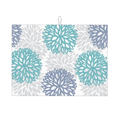 Abtropfmatte für Küchentheke, 45,7 x 61 cm, Mikrofaser, Blumenmuster, zum Trocknen von Geschirr, saugfähiges Abtropfgestell für Geschirr, Abtropfmatte von TGKBRMEA