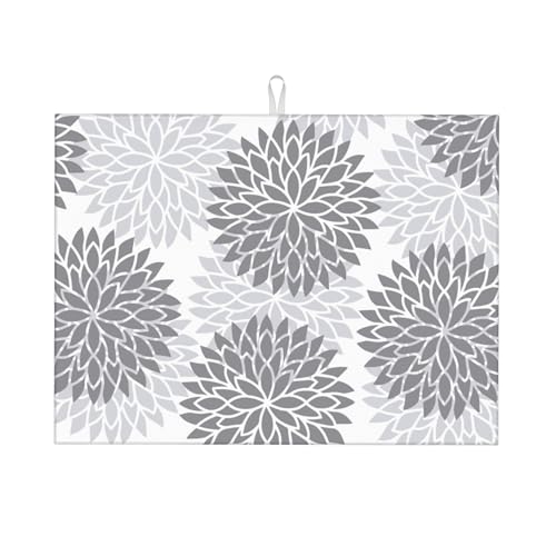 Abtropfmatte für Küchentheke, 45,7 x 61 cm, Mikrofaser, Blumenmuster, zum Trocknen von Geschirr, saugfähiges Abtropfgestell für Geschirr, Abtropfmatte von TGKBRMEA