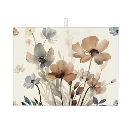 Abtropfmatte mit Blumenmuster für Küchentheke, 45,7 x 61 cm, Mikrofaser, Frühjahr, Sommer, Geschirrmatten zum Trocknen von Geschirr, saugfähige Blumen, Abtropfmatte, Küchendekoration, Regalmatte von TGKBRMEA