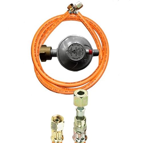 TGO Gasgeräte GmbH 30mbar Fahrzeug-Druckregler + Gasschlauch Winterfest 1/4' Links Überwurfsmutter X 8mm Schneidring-Verschraubung (150 cm (1,5m)) von TGO Gasgeräte GmbH