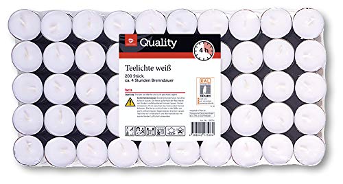 TGQ Teelichter 200er Pack Gastronomie Kerzen Teelicht 4 Stunden Brenndauer von TGQ