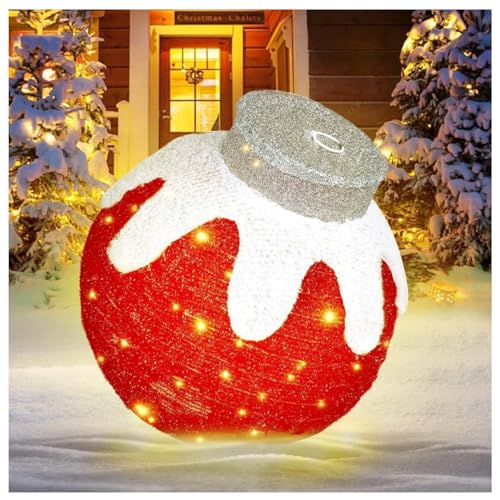 45 cm große Weihnachtskugel, riesige Kugeln für den Außenbereich, Weihnachtsdekorationen mit 8 Lichtfunktionen & Timer für Xmas Yard Garten Terrasse (Rot) von TGUVGRHH