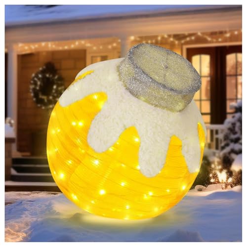 45.0 cm große Weihnachtskugel, riesige Kugeln Outdoor Weihnachtsdekorationen mit 8 Lichtfunktionen & Timer für Xmas Yard Garten Terrasse (Gelb) von TGUVGRHH