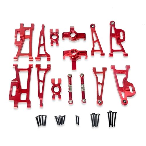 TH1000XUE for mjx for Hyper Go 1/14 14209 14210 H14BM Vorderradaufhängungsarme Lenkblock Lenkgestänge Hinterradnaben RC Autoteile(Red) von TH1000XUE