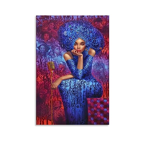 THAELY Lady Blues – Michael Cheval Surreal Poster Vintage Öl auf Leinwand Wandkunst Druck Leinwand Gemälde Wandkunst Poster für Schlafzimmer Wohnzimmer Dekor 16x24inch(40x60cm) Unrahmen-Stil von THAELY