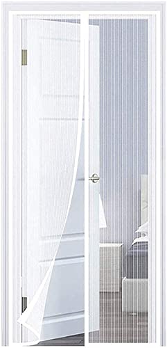 THAIKER Magnet Fliegengitter Balkontür, 95x225cm(37x89inch) Insektenschutz Magnetvorhang Tür Full Frame Klettverschluss für Die Balkontür, Kellertür Und Terrassentür, Weiß A von THAIKER