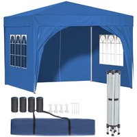 3x3m Wasserdicht Gartenzelt Pop-up Pavillon Gartenpavillon Partyzelt Faltzelt mit 4 Seitenwänden Blau von THANADDO