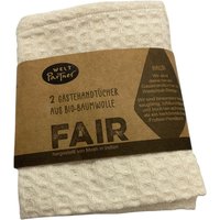 Handtuch 2Er-Set Waffeloptik Naturweiß in Bio-Baumwolle 30x50cm von THATSCOFFEESHOP