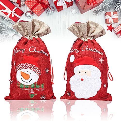 THATSRAD 2 Stück Weihnachtssack Geschenksack für Weihnachten Nikolausbeutel 41 * 24cm Christmas Sack Weihnachtssäckchen Jutebeutel Weihnachts Weihnachtstaschen mit Kordelzug für Süßigkeits Geschenke von THATSRAD