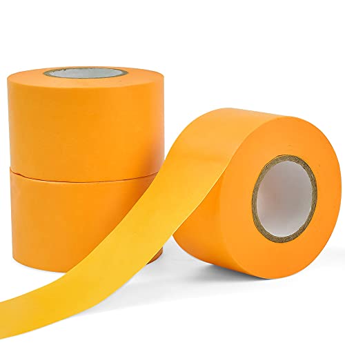 THATSRAD 3 Rollen Goldband Klebeband 50mm Maler Abdeckband Soft Tape Lackieren UV Beständig Lackier Klebeband Lackierband Gold Abklebeband Maler Goldband für Maler/Autolack/Verputzen (50mm*50m) von THATSRAD