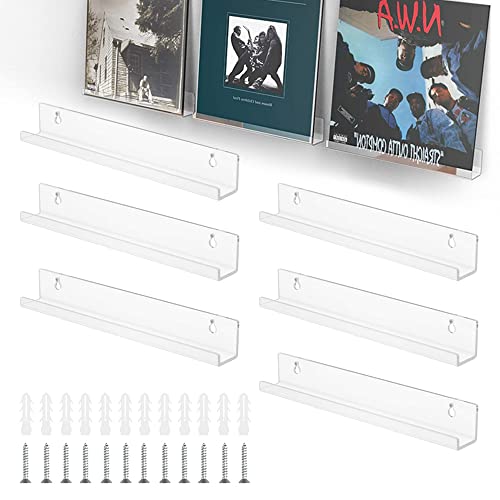 THATSRAD 6 Pack Schallplatten Regal Wand Schallplattenregal wandmontage Vinyl Regal Acryl 30,5 x 4,3 x 4,5 cm Vinyl lp Regal Schallplattenständer Acryl Album Plattenhalter Wand für Platten und Fotos von THATSRAD