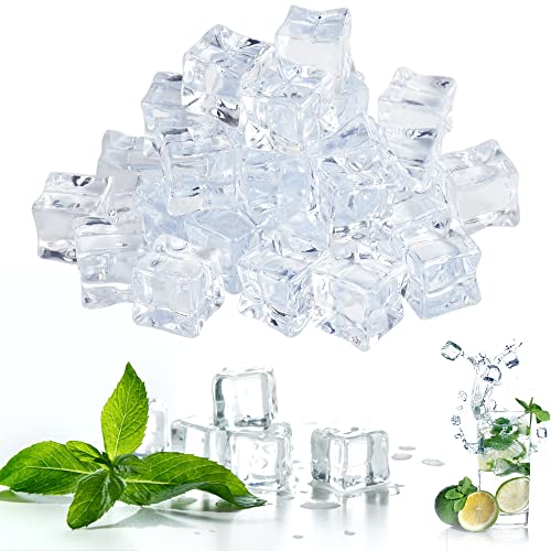 THATSRAD 60 Stück Künstliche Acryl Eiswürfel Wiederverwendbar Dauereiswürfel Klar 20MM Plastikeiswuerfel Eiswürfel aus Plastik Reusable ice Cubes Plastic Partyeiswürfel für Fotografie Requisiten Deko von THATSRAD