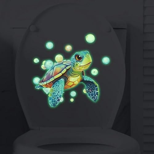 THAYLA 2 Stücke 29 * 29 cm Blase Schildkröte Selbstklebende Wc-Deckel Aufkleber Lustige Badezimmer Wand Auto Aufkleber Leuchtende Wc Aufkleber von THAYLA