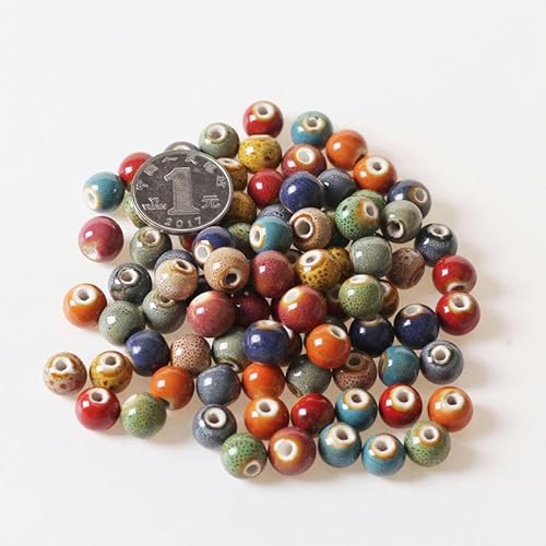 THAYLA Glasurperlen mit Blumenmuster, 100 Stück, 10 mm, Keramikperlen für Schmuckherstellung, Halsketten, Armbänder, Abstandshalter, Charms, Basteln von THAYLA