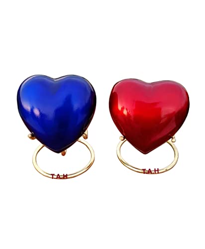 Set mit 2 roten und blauen Herzen Andenken Mini Herz Urne mit Messingständer – für Ihre Liebsten & menschliche Asche & perfekte Herz-Urne als Geschenk Set mit 2 roten und blauen Herzen Andenken Mini Herz Urne mit Messingständer – für Ihre Liebsten & menschliche Asche & perfekte Herz-Urne als Geschenk von THE ANTIQUE HOUSE