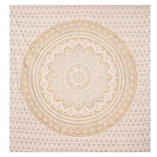 THE ART BOX Indie Wandteppich Baumwolle Mandala Wandbehang Deko Teppich Aesthetic Room Decor Dekoration Wandtuch/Strandtuch Wohnzimmer Indische Tücher Schlafzimmer, Gold und Weiß, 135x210 Cm THE ART BOX Indie Wandteppich Baumwolle Mandala Wandbehang Deko Teppich Aesthetic Room Decor Dekoration Wandtuch/Strandtuch Wohnzimmer Indische Tücher Schlafzimmer, Gold und Weiß, 135x210 Cm von THE ART BOX
