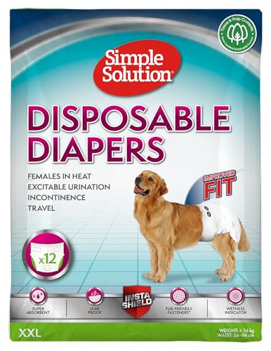 Simple Solution Einweg-Hundewindeln für Hündinnen, super saugfähig und auslaufsicher mit Nässeindikator für erregbares Urinieren, Inkontinenz oder läufige Hündinnen - 12er Pack von Simple Solution