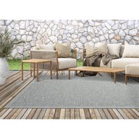 The Carpet - Calgary In- & Outdoor Teppich Flachgewebe, Modernes Design, Trendige Farben, Superflach, uv- und Witterungsbeständig, Grau, 140 x 200 cm von THE CARPET