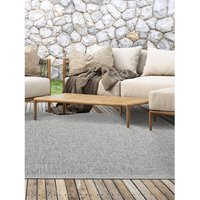 The Carpet - Calgary In- & Outdoor Teppich Flachgewebe, Modernes Design, Trendige Farben, Superflach, uv- und Witterungsbeständig, Grau, 80 x 150 cm von THE CARPET