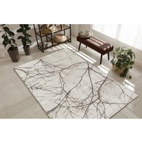 The Carpet - Mila moderner Teppich Wohnzimmer, elegant glänzender Kurzflor, Creme, 120 x 170 cm von THE CARPET