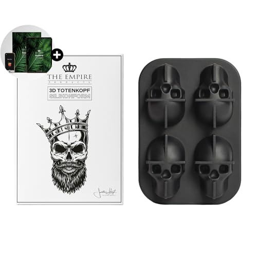 The Empire Products® 3D Totenkopf Silikonform Eiswürfelform schwarz Auch als Backform, Kuchenform, Schokoladenform von The Empire Products