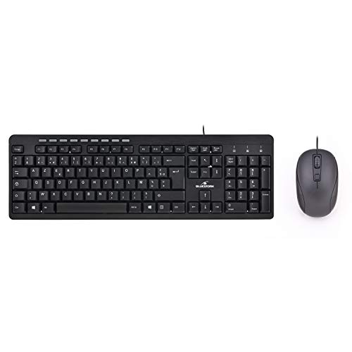 Bluestork – kabelgebundene Tastatur und Maus – ergonomisches Design – 9 Multimedia-Kurzkürzel – Schwarz AZERTY Französisch von Bluestork