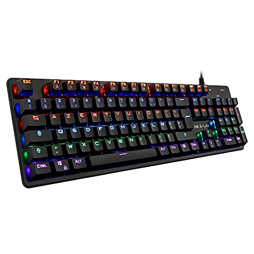 The G-Lab Keyz Carbon V3 Mechanische Gaming-Tastatur Layout amerikanisch- Blue Switch Hohe Anschlagsqualität - Gaming-Tastatur Mehrfarbige LED-Hintergrundbeleuchtung, Total Anti-Ghosting von THE G-LAB