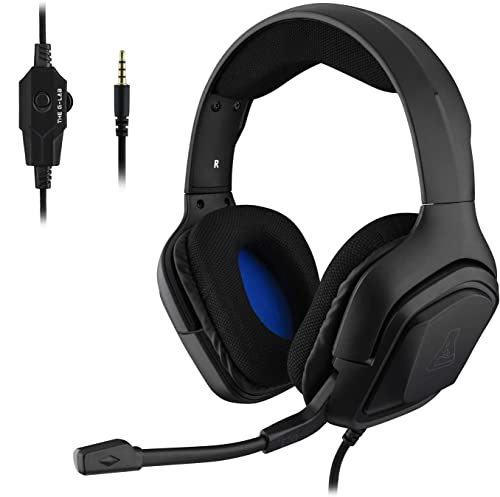 THE G-LAB Korp Cobalt Gaming Headset - Stereo Mikrofon, Ultraleicht, Ultra Bass Stereo Headset - 3,5 mm Klinke für PC PS4 PS5 Xbox One Mac Nintendo Switch Tablet Smartphone (Schwarz) von THE G-LAB