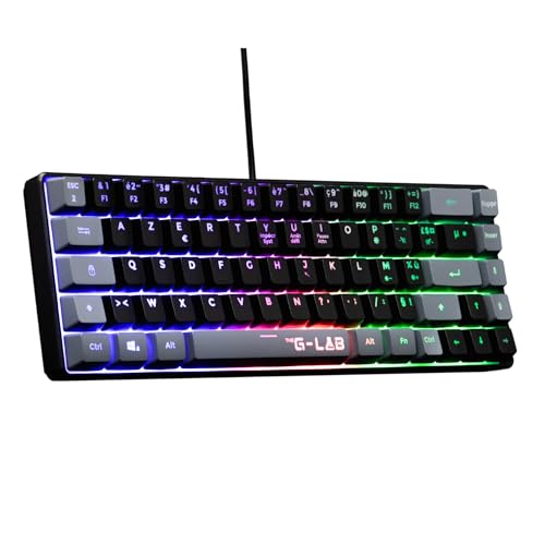 The G-Lab Keyz Hydrogen, Gamer-Tastatur, 60%, halbmechanische Tastatur, kabelgebunden, Azerty, Hintergrundbeleuchtung, mehrfarbige Hintergrundbeleuchtung, geräuscharm, kompaktes Format TKL – von THE G-LAB