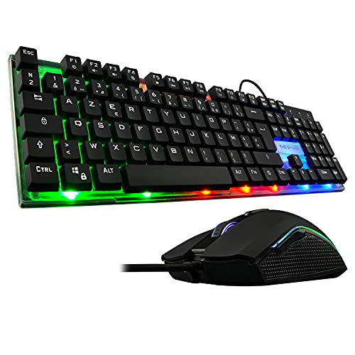 The G-Lab Zink-Packung mit USB-Gaming-Tastatur und Maus, mehrfarbige Hintergrundbeleuchtung, QWERTY-Gaming-Tastatur, inkl. Anti-Ghosting + Gaming-Maus, 6 Tasten, 2400 DPI, PC, PS4, Xbox One (schwarz) von THE G-LAB