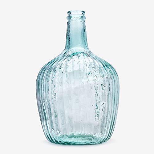 Damajuana Handgemachtes Glasgefäß 4L Gestreiftes Design Transparente Farbe - Glasflasche oder Glasgefäß im mediterranen Stil für die Heimdekoration als Vase oder Blumenvase von THE GLASS COMPANY